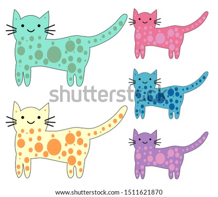 Set of cute cats in simple design for kid's greeting card design, t-shirt print, inspiration poster