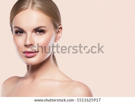 Beauty skin woman healthy hair and skin care concept over pink background 