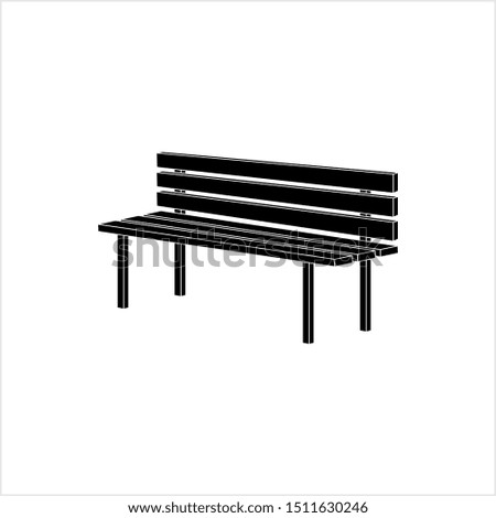Bench Icon, Wood Metal Resting Bench Vector Art Illustration
