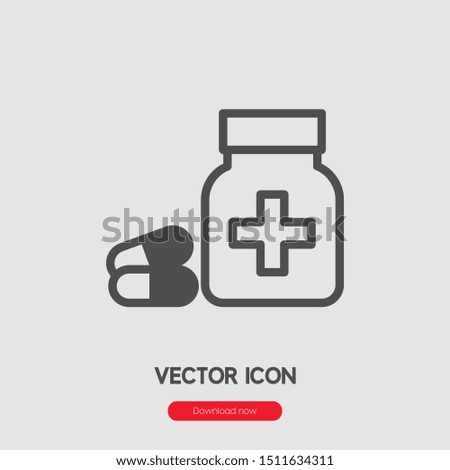 Medicine icon vector. Tablet symbol. Linear style sign for mobile concept and web design. Medicine symbol illustration. Pixel vector graphics - Vector.