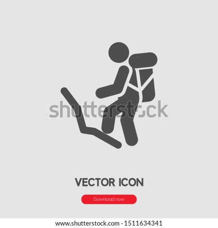 Climbing icon vector. Climbing symbol. Linear style sign for mobile concept and web design. Climbing symbol illustration. Pixel vector graphics - Vector.