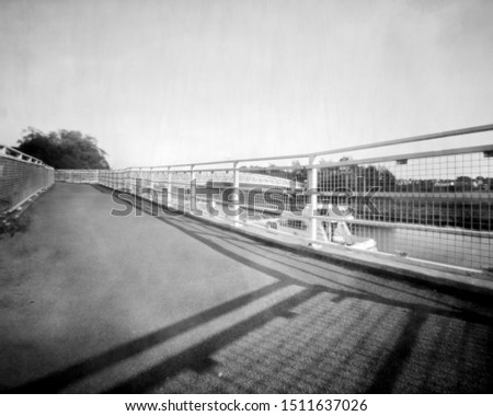 Broadmeadow Bridge, Enniskillen, Co. Fermanagh, this black and white camera obscura photo is NOT sharp due to camera characteristic. Taken with a large format pinhole camera