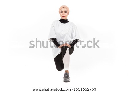 Sporty asian woman doing yoga practice isolated on white background. Concept of healthy life and natural balance between body and mental development.