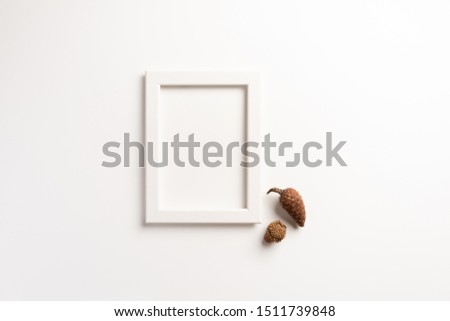 Photo frame, isolated on white background. Flat lay, top view, copy space.