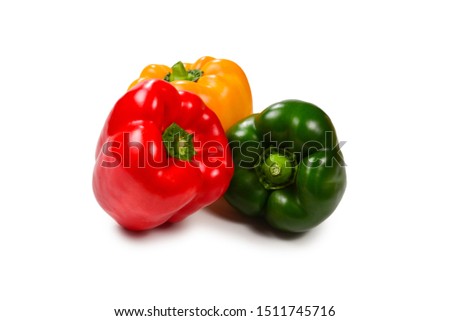 Group of bell peppers isolated on white background.