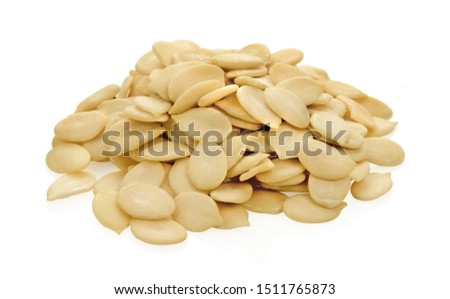 Crack shell watermelon seeds isolated on white background.