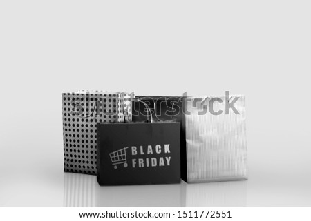 Pile of a shopping bag with Black Friday text. Black Friday concept