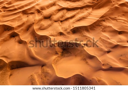Aerial top view on sand dunes in Gobi desert, Mongolia