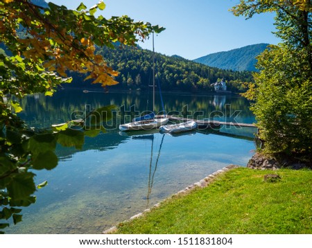 Lake Grundlsee, Salzkammergut, Austria, in a sunny day in autumn