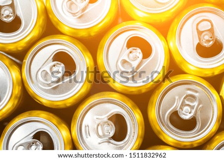 Golden beer cans.Aluminium cans without logo or trademark on them
