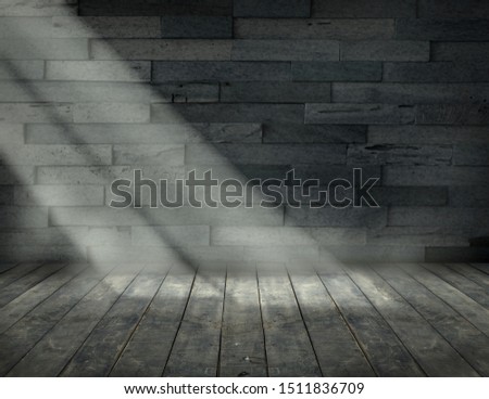 empty room space for background template with paving floor and old wall