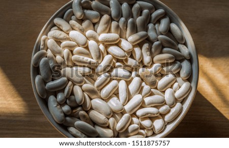 closeup of white haricot beans in a plate