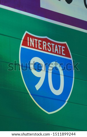 road sign interstate 90 USA