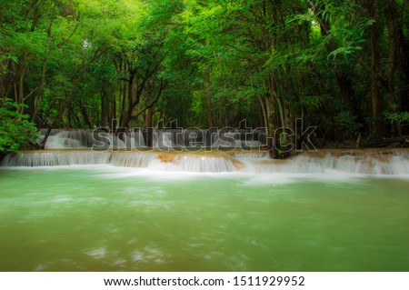 Huay Mae Kamin waterfall in deep rain forest jungle ( Srinakharin dam)