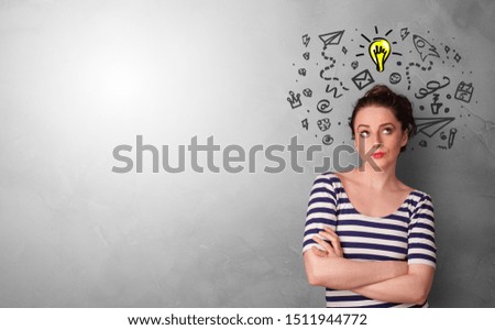 Business person looking for new idea with grey copy space
