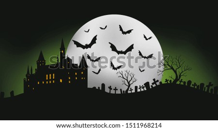 Halloween green castle vector background 