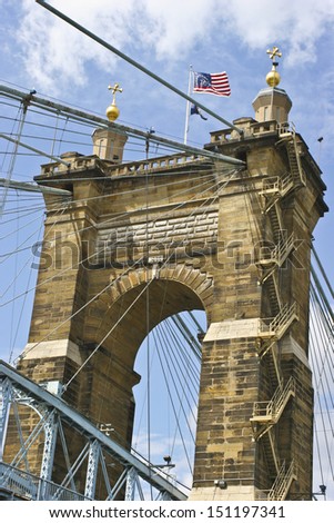 Roebling Suspension Bridge - The Roebling Suspension Bridge connecting Cincinnati and Kentucky