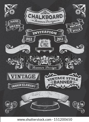 Hand drawn blackboard banner vector illustration with texture added