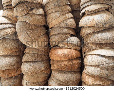 
Beautifully arranged coconut shell pile
