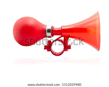 Air horns, red on a white background,with clipping path Royalty-Free Stock Photo #1512029480