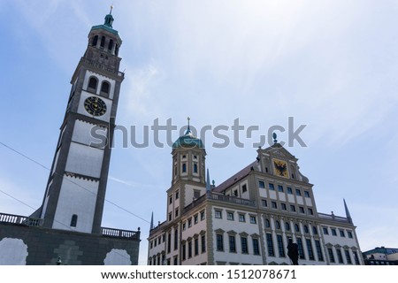Town Hall and Perlachturm in Augsburg Bavaria Germany