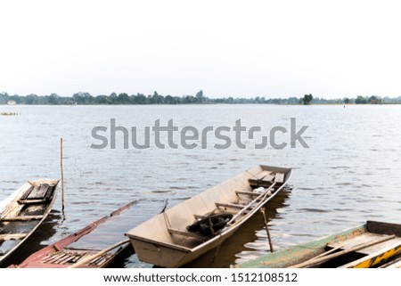 old boat in Asia, lake of the city