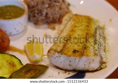 Cod Fish Steak with Spicy Seafood Sauce