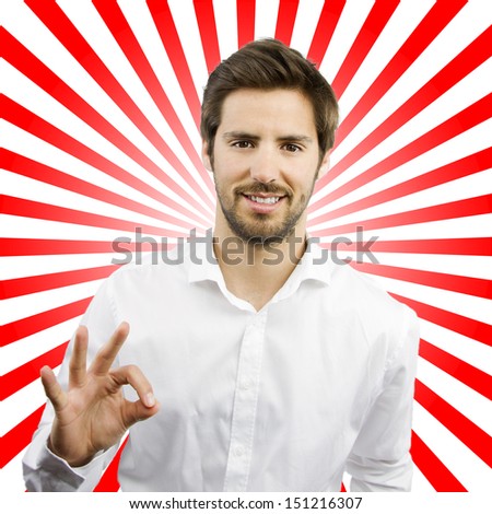 young man with all right gesture