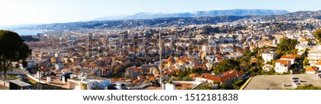 Panoramic view of Nice with apartment buildings in France 