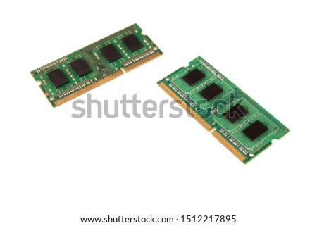 RAM, operative memory for notebook or laptop computer, monoblock, isolated on white background