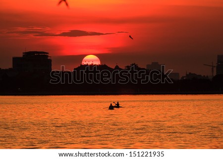 Sunset on the West lake HaNoi, Vietnam