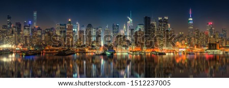 Panoramic view on Manhattan at night, New York, USA