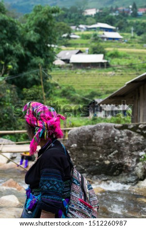 A picture of a native woman of Sapa in Lao Cai in Vietnam during summer