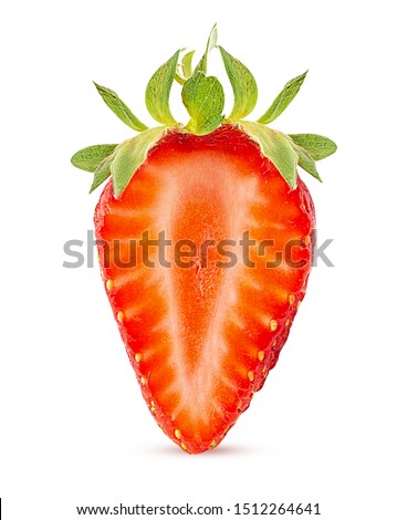 Strawberry cut in half isolated on white background. Clipping Path. Full depth of field.