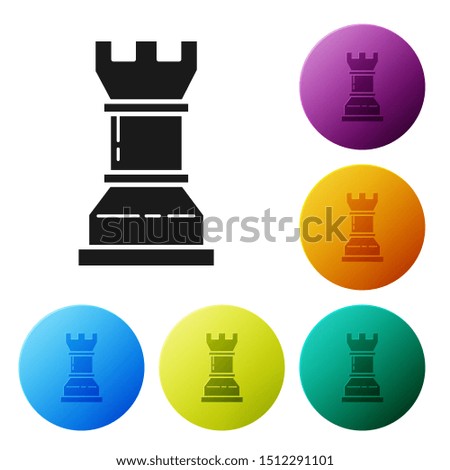 Black Business strategy icon isolated on white background. Chess symbol. Game, management, finance. Set icons colorful circle buttons. Vector Illustration
