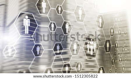 3d Digital composite image of people icons on office buildings background