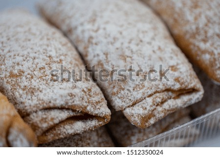 Tasty pastries with filling, macro photo