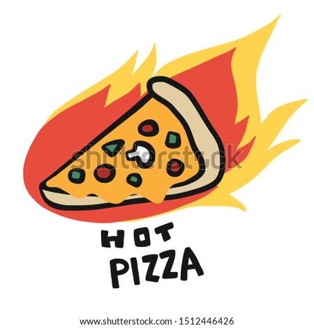 Hot Italian pizza on fire logo vector illustration