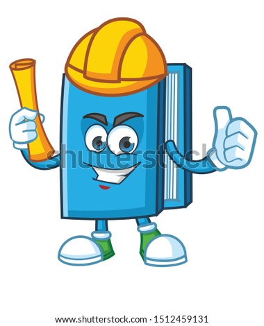 worker book mascot character design vector