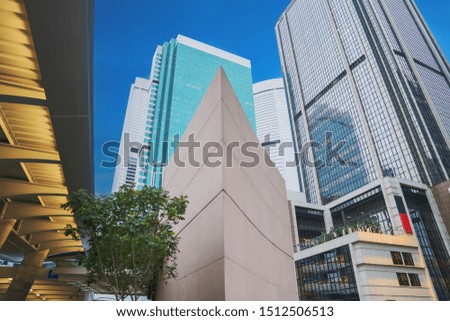 Low-angle photography of skyline of modern urban architecture in Hong Kong, China