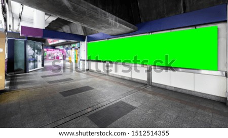 Blank green billboard ready for new advertising for customer information services outdoors at skytrain station,Business marketing concepts