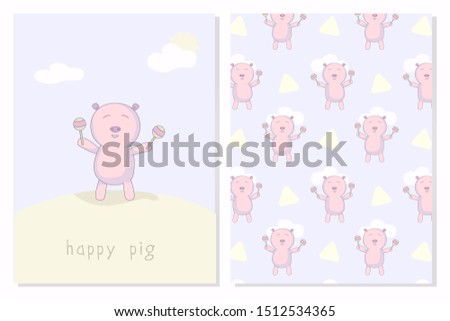 character cute pig dancing cha cha