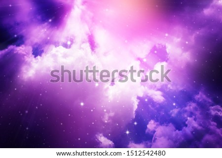 Stars in the night sky with light,purple background.