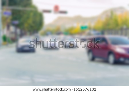 Abstract blur of car drive on road cross the street