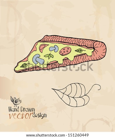 pizza, design element. hand drawing