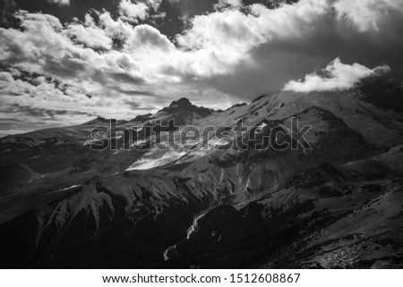 Black and White picture of clouds over moutain