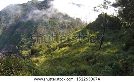 sikunir peak in dieng hill, central of java, indonesia