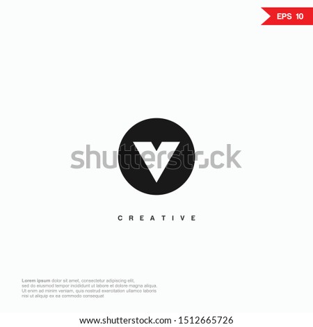 Letter V negative space simple logo and icon, vector template.