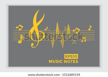 Music note icons, music scales, musical elements and scales in vector form