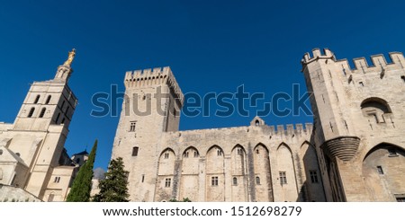 Ancient Popes Palace Saint-Benezet in Avignon Provence France in web banner template header